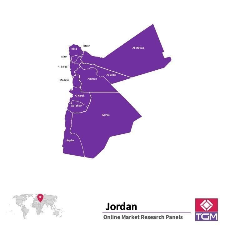 Onlinepanel i Jordanien|  Marknadsundersökning i Jordanien