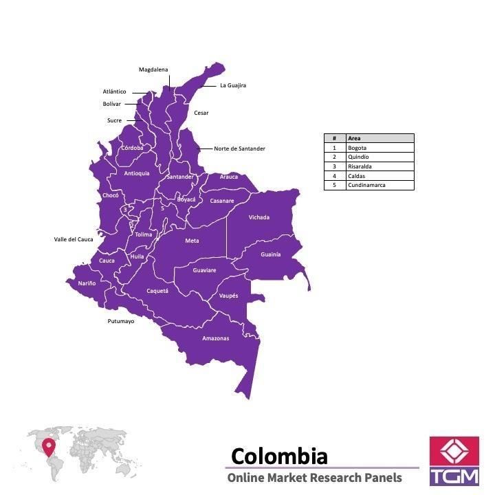 Onlinepanel i Colombia|  Marknadsundersökning i Colombia